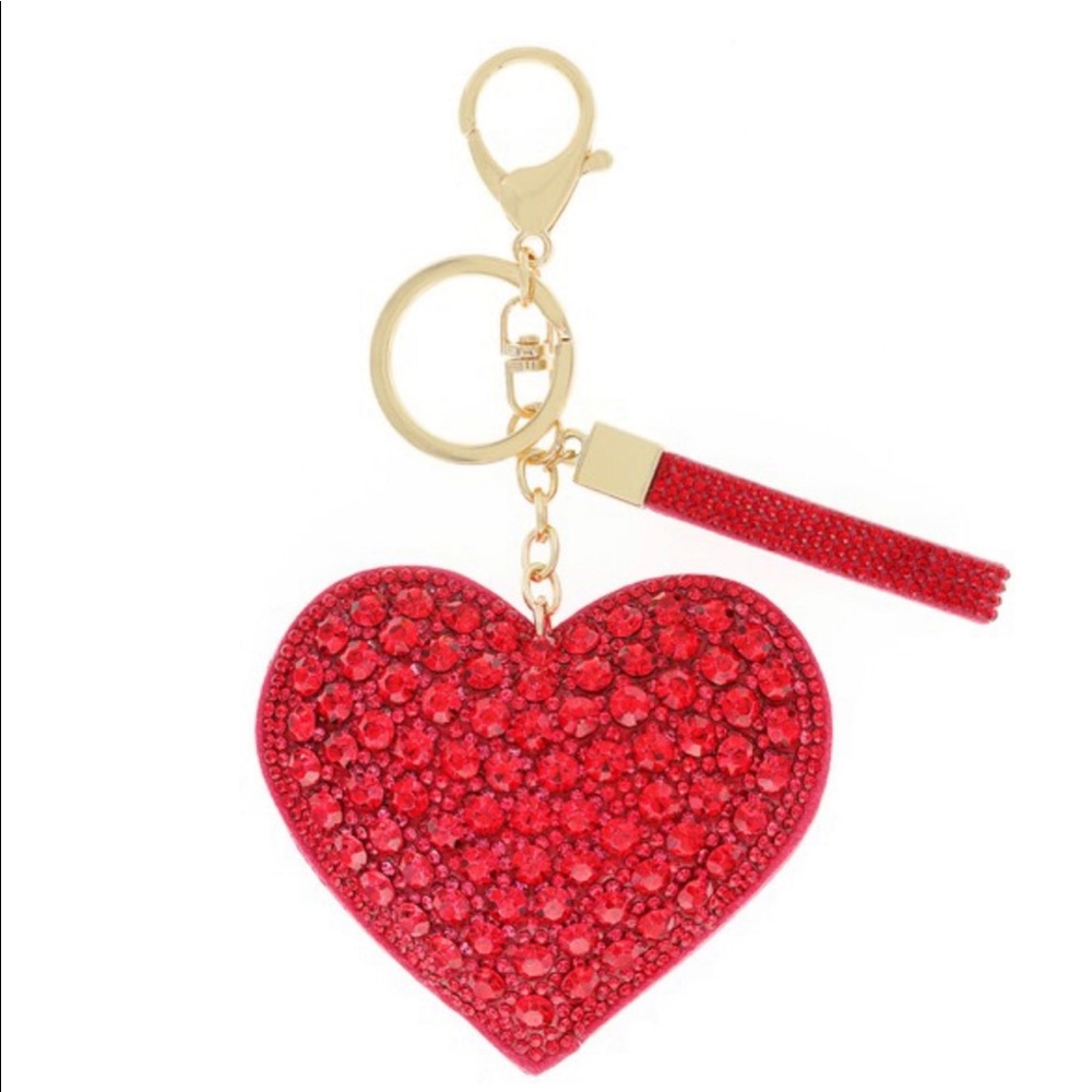 Large Red Heart Rhinestone keychain